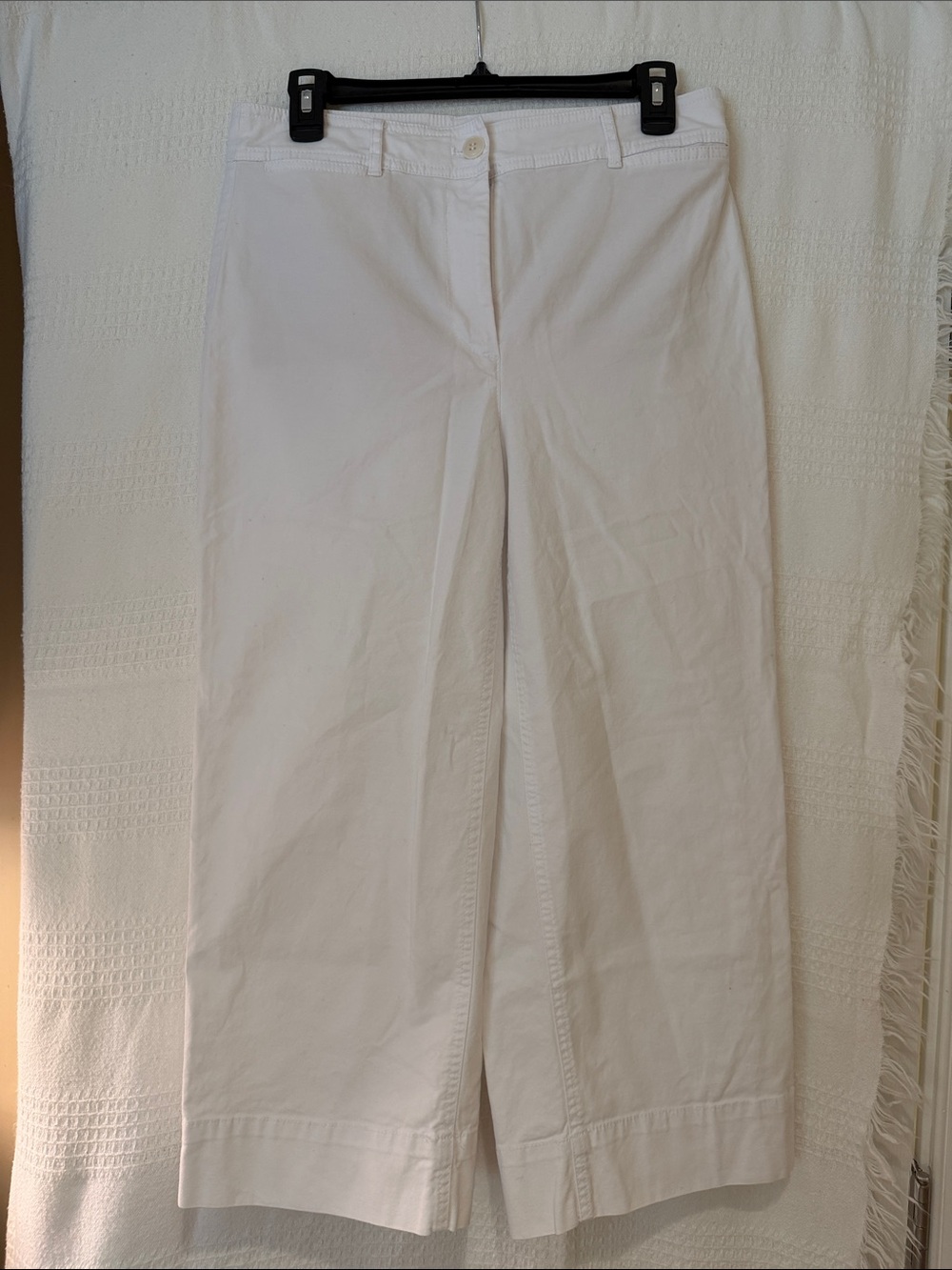 Talbots White Wide-Leg Cotton Pants